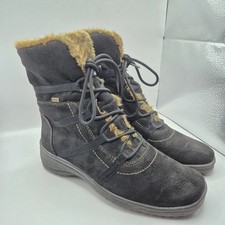 Ara Gore-Tex Black UK 4 Lace Up Boots Faux Fur Lined Ankle Ladies Outdoor