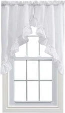Ellis Curtain Stacey Ruffled Swag, 60 x 38 in, White