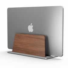 Vertical Laptop Stand Single Slot Wooden Holder Adjustable Dock Fits MacBook