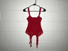 Vintage Victoria s Secret Red Lace Corset With Garter Straps