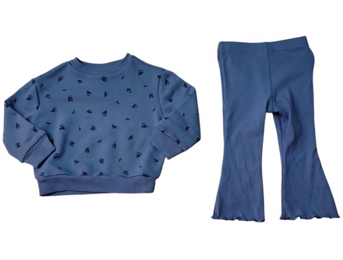 Member's Mark Girl's 2-Piece Long-Sleeve Shirt Jogger Playwear Set Blue - Picture 7 of 9
