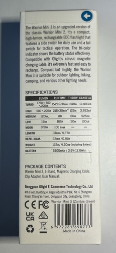 Olight Warrior Mini 3 Zombie Green Flashlight Limited Edition Sealed NIB - Picture 2 of 4