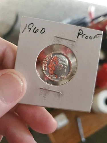 1960 Silver Proof Roosevelt Dime Ten-Cent Coin 10c United States 10 Cents