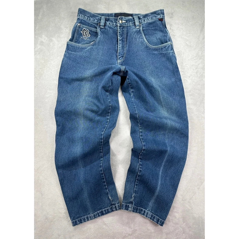 Винтажные мужские джинсы FUBU 36x32 синие джинсовые брюки плотник хип-хоп 90-е мужская одежда - Изображение 2 из 4