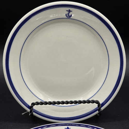 2 Homer Laughlin Navy Anchor China Plate 6.25" Inch Blue & Wht Dinerware Vintage - Picture 2 of 6