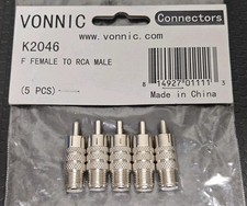5x Vonnic Female To RCA Male Connectors