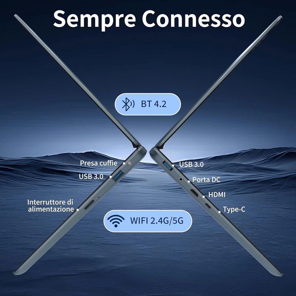 Notebook Convertibile 2 in 1 Touchscreen 11" FHD IPS 1920X1200, Processore N150  - Immagine 2 di 4