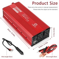 1000W/2000watt Car Power Inverter Laptop Phone Charger DC 12V to 110V AC Adapter