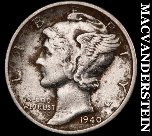1940-D Mercury Dime- Silver- Scarce Better Date No Reserve #J4130