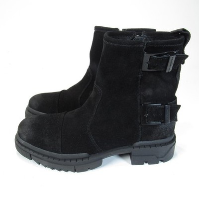 Karl Lagerfeld Paris Boots Men's Size 8 Black Suede Biker Ankle Buckle Zip