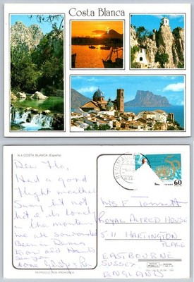 Vintage 1989 Costa Blanca Spain Postcard - Altea, Benidorm, Mountains, Sea