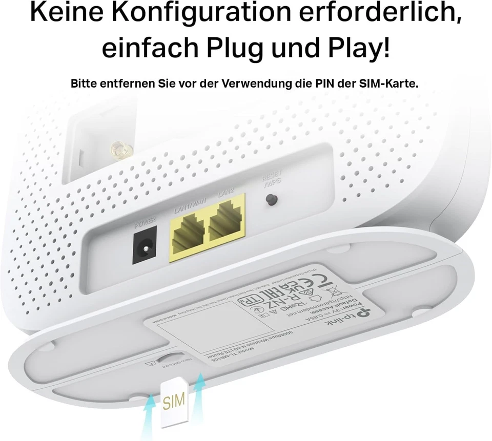 TP-Link LTE Router 4G Nano SIM WLAN 2.4GHz 300Mbit/s Kindersicherung 32 Geräte - Bild 4 von 4