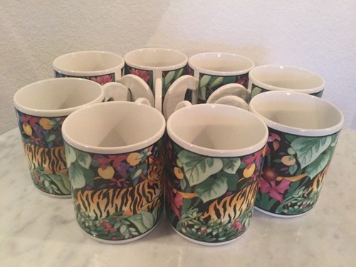 Vitromaster "Rainforest" Set Of 8 Mugs, Animals & Floral Border. Discontinued - Picture 5 of 12