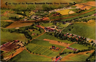 Aerial View Purina Research Farm-Gray Summit, Missouri-Linen Postcard