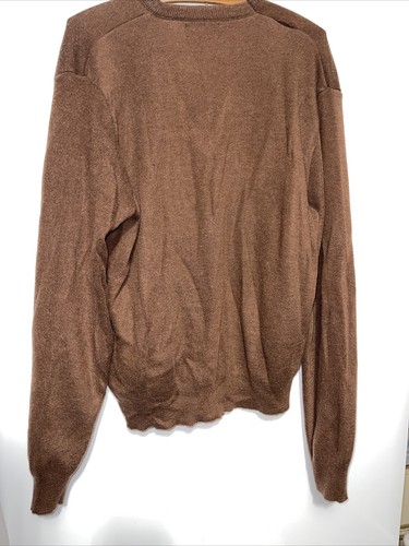Maglione vintage Kings Road marrone XL maglione scollo a V Zefran acrilico - Foto 9 di 17