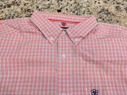 Ariat Men's Pro Duke Short Sleeve Button Up Shirt Western Red Plaid Size XL - Picture 3 of 12