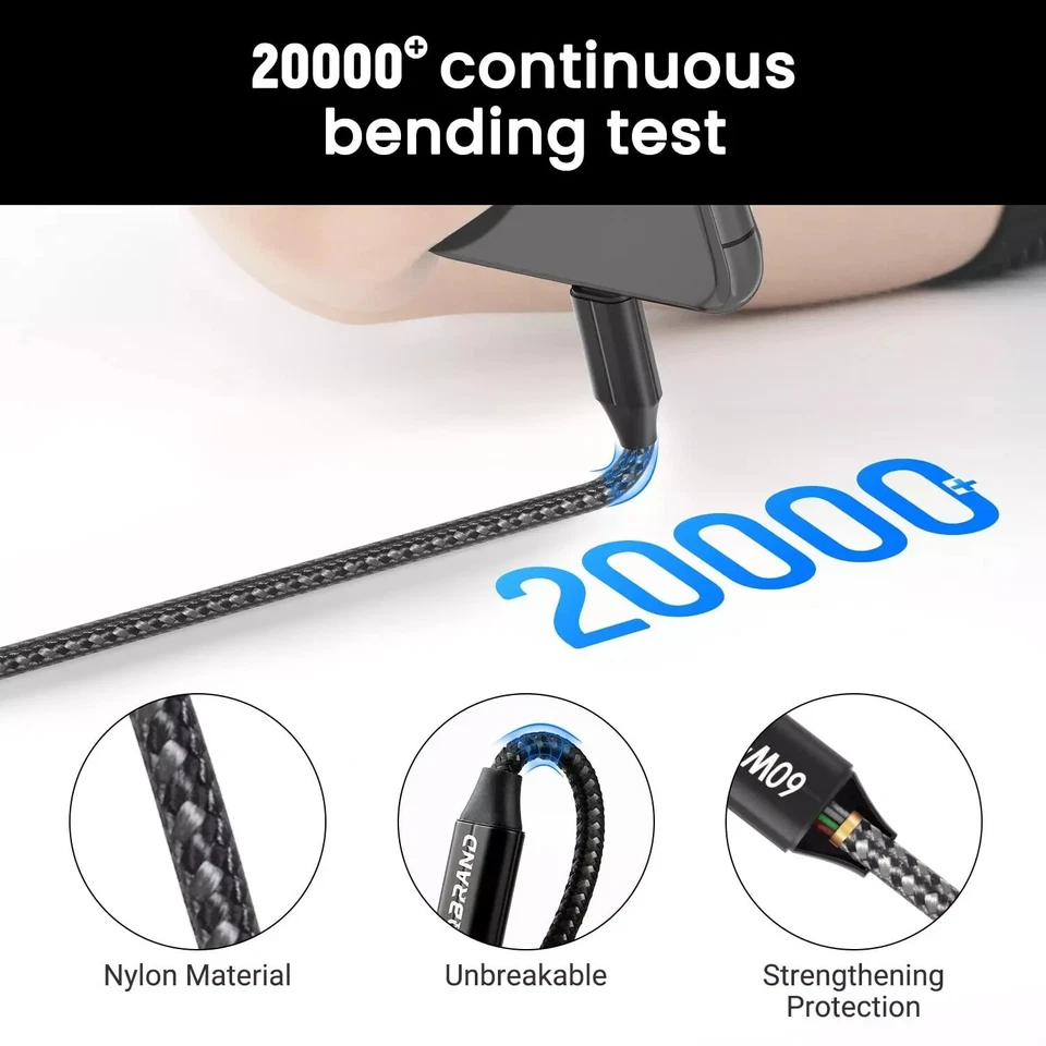 3X USB-C To USB-C PD 20W Phone Fast Charger Cable For Samsung Android iPhone 15 - Image 4 of 4