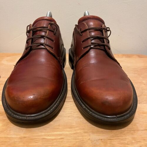 Zapatos de vestir ECCO para hombre talla 7 cuero marrón punta redonda Derby Oxford - Imagen 2 de 10