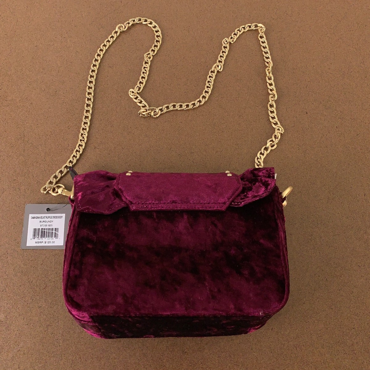 Studio 33 Women's Burgundy Velvet Damn Gina Ruffle Cross