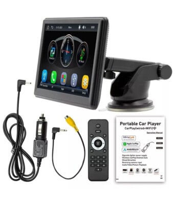 7'' Portable Car Player Apple CarPlay Android Auto Touch Screen Back Up Camera