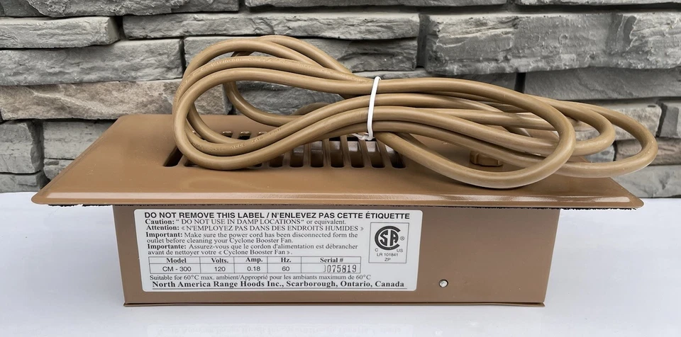 Cyclone Booster Fan Plus In Brown for vents 3" x 10" and 4" x 10" NEW Open Box - Image 4 of 4