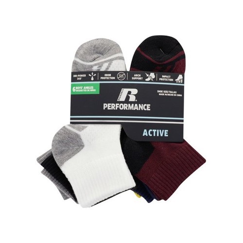 Russell Boys Ankle Socks, 6 Pack, Assorted Size S/CH(4.5-8.5) - Picture 4 of 4