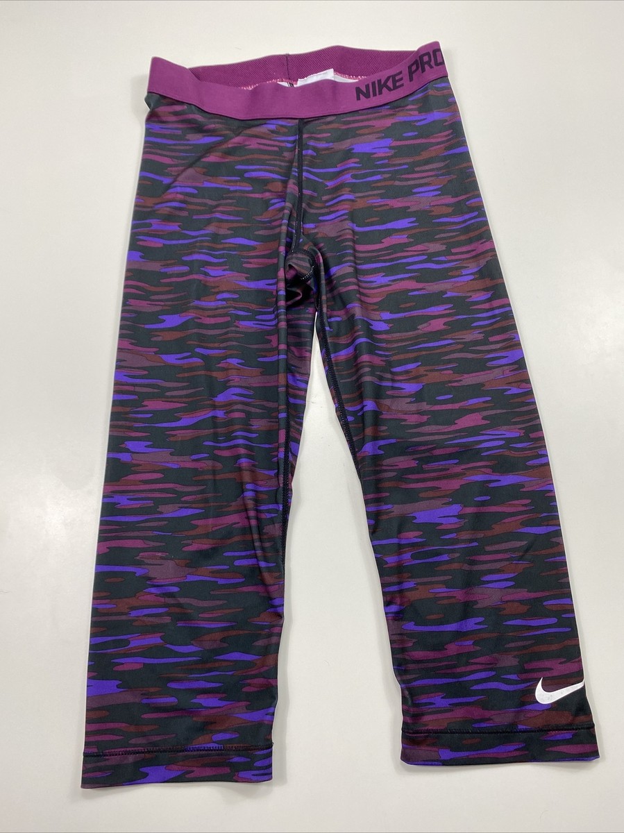 Nike Pro Capri Leggings Women’s Size Medium M Purple Camo Print Camouflage