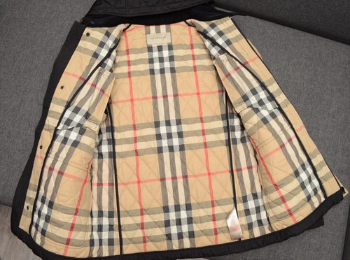 Authentic Boys Burberry Quilted Black Jacket Coat Parka Size 14 Y 162cm - Picture 10 of 11