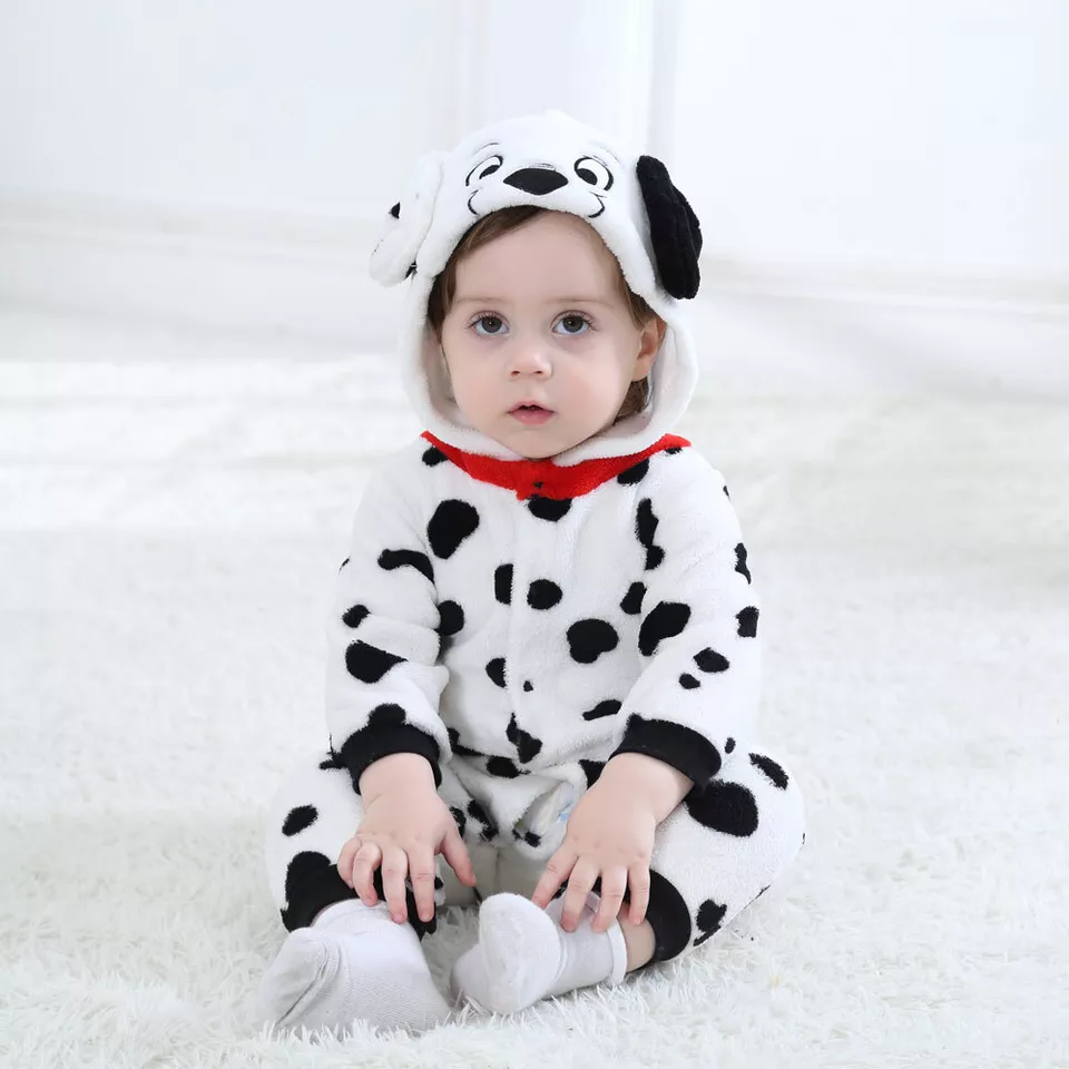 Baby Dalmatians Spotty Dog Costume Kigurumi Rompers Infant Toddler Winter Outfit - Image 2 of 4