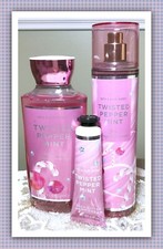 Bath  Body Works TWISTED PEPPERMINT Shower Gel Fragrance Mist Hand Cream Lot