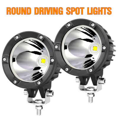2X 4'' 80W Round LED OffRoad Driving Spot Lights Work Pods Headlights 4WD UTE ATV