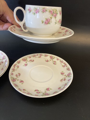6 Pc Set- M Z Austria Bread Plates Dessert Dishes Saucers & Cups **Vintage** - Picture 6 of 12