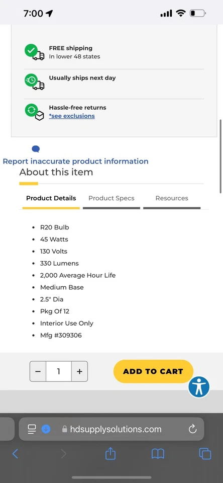 Reflector Bulb 45W R20 Flood Medium Base 130V 12-Pack - Image 2 of 4