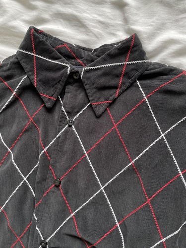 Tommy Hilfiger Corduroy Shirt Check Stitched Pattern Medium Black Red White - Picture 3 of 5