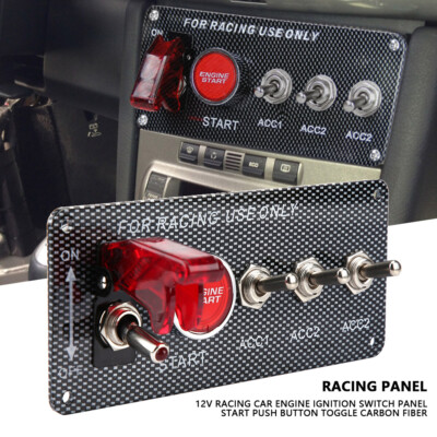12V Racing Car Motor Zündschalter Panel Start Druckknopf Toggle Carbon.