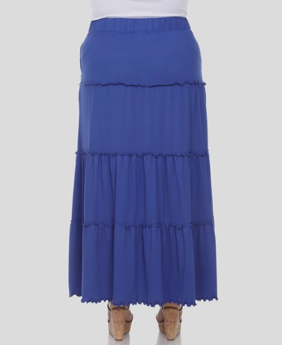 White Mark Womens Blue Tiered Maxi Skirt Plus Size 3XL - Picture 3 of 4