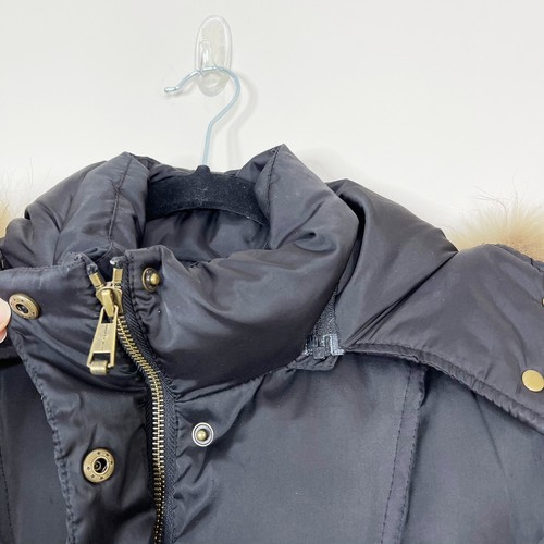 Andrew Marc Damen Medium M schwarz matt Satin Daunenjacke gesteppt Fell Kapuze Parka - Bild 6 von 12