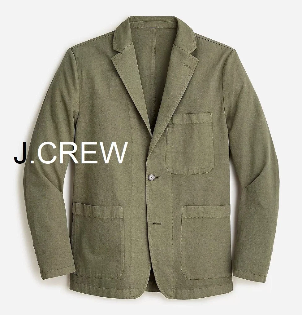 JCREW blazer olive green cotton linen chino chore suit jacket 36 36S lightweight
Opens in a new wind