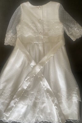 Bonnie Jean 5 Ivory White Dress Lace Pearl Buttons Bow Wedding | eBay Bonnie Jean 5 Ivory White Dress Lace Pearl Buttons Bow Wedding | eBay