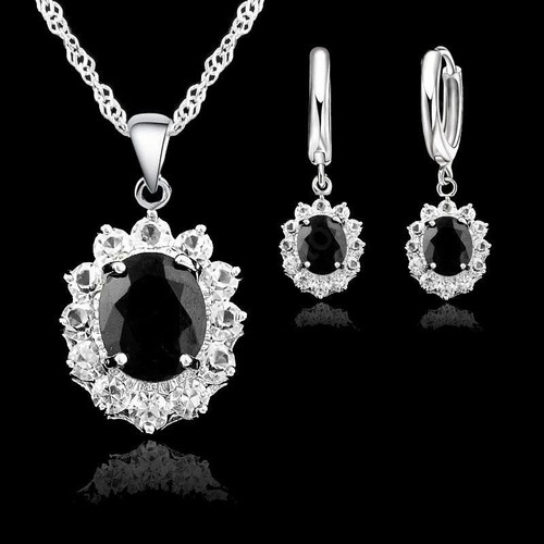 Elegant Princess Wedding Jewelry Set 925 Silver Cz Necklace Earrings Gift - Picture 19 of 24