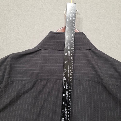 Crazy Horse Mens Long Sleeve Button Up Black with Stripes Shirt Size 17/32-33 - Picture 7 of 7