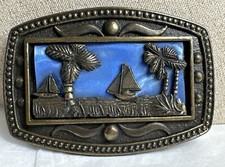 C. I. Inc. Sailboats  Palmtrees Belt Buckle  GC  219J 