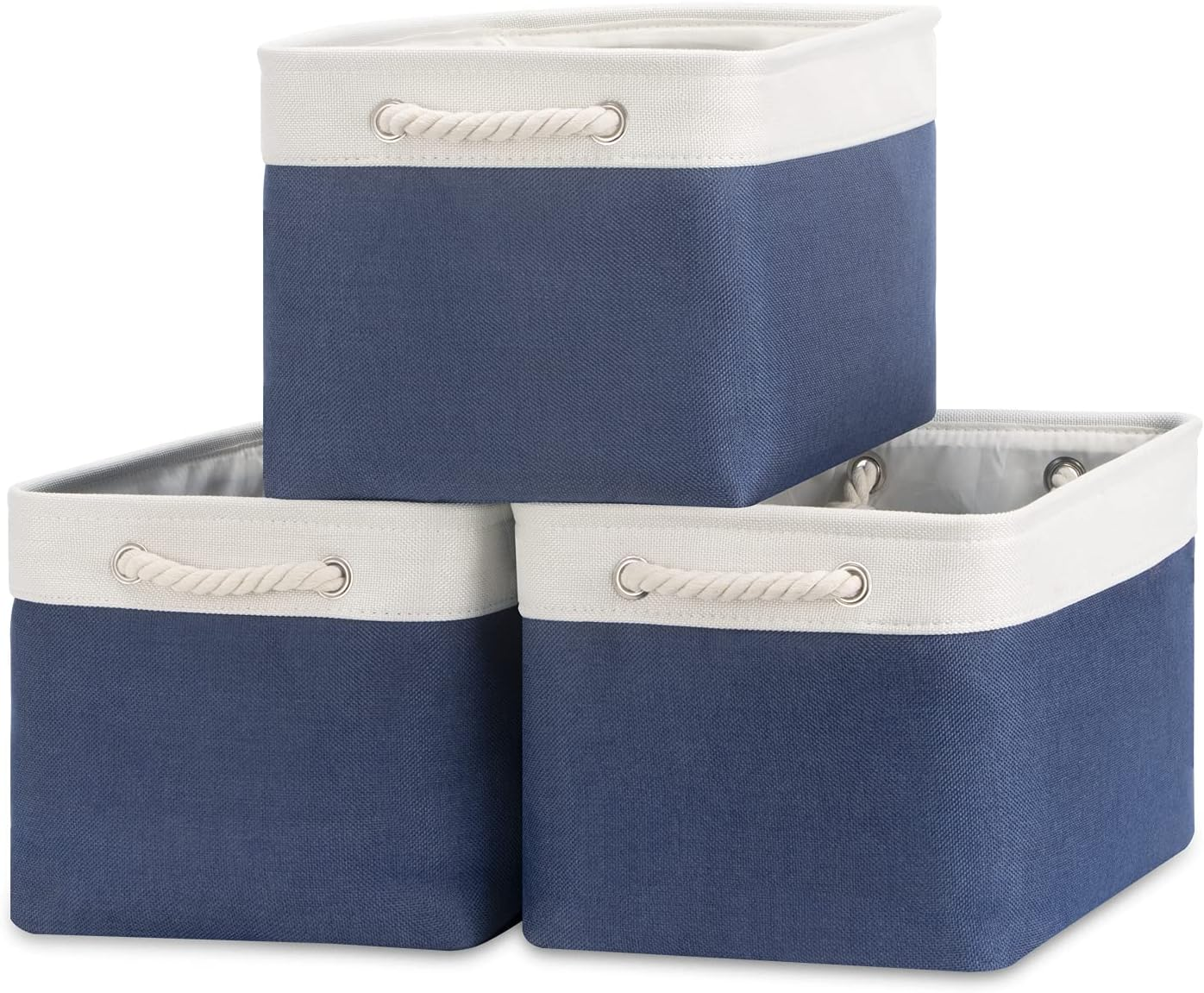 Storage Baskets Collapsible [3-Pack] Decorative Storage Bins with Cotton Rope Ha-image