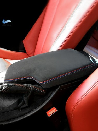 Suede Leather For BMW F30 Center Console Armrest Lid Cover Replacement 2013-2018 - Foto 2 di 6