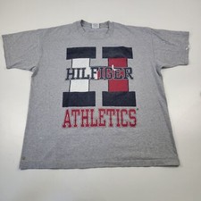 Vintage 90s Tommy Athletics Hilfiger Big Logo Shirt Gray Men  s XL Single Stitch