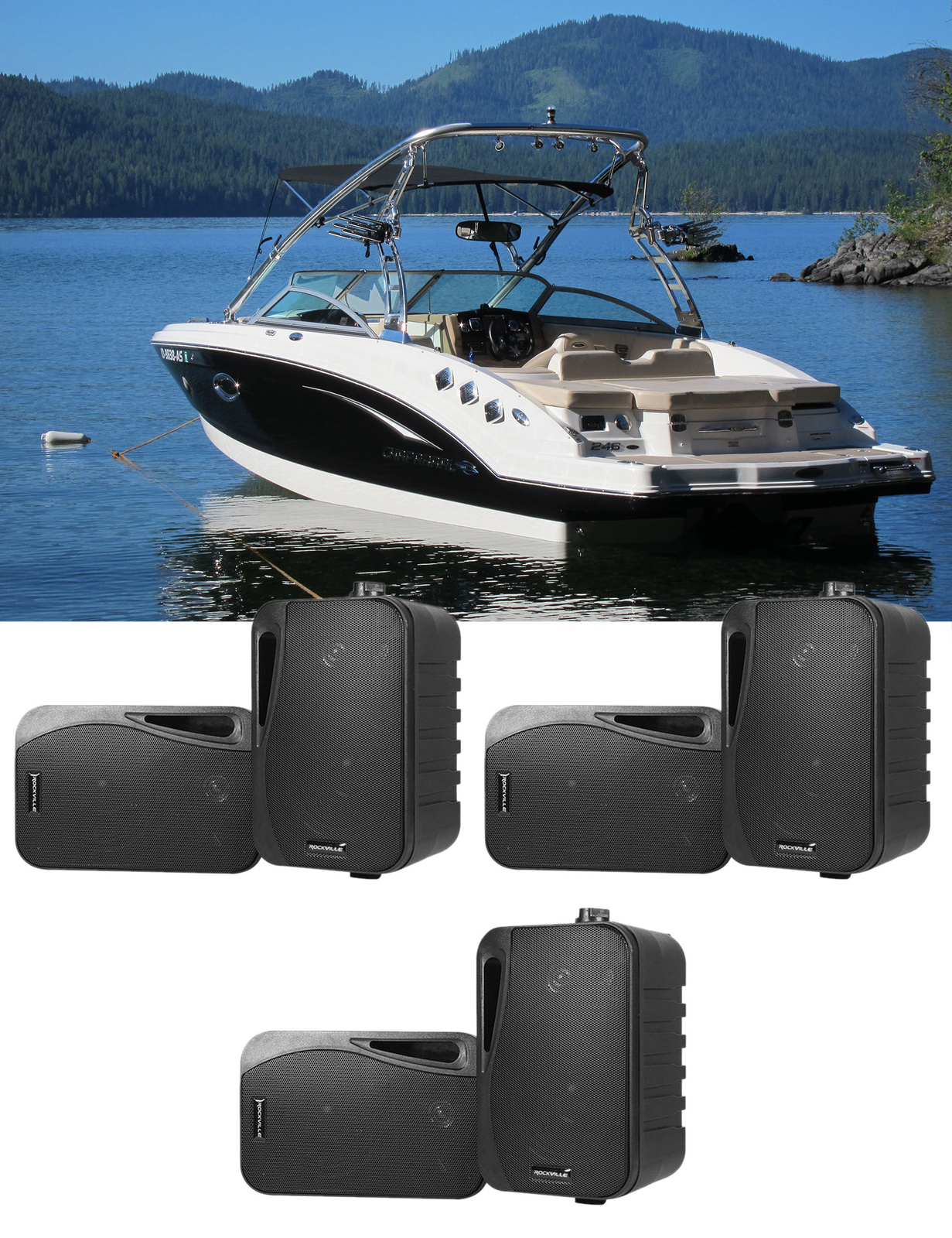 6 4 Морские коробчатые колонки Rockville HP4S Black с поворотным кронштейном для лодок 19390₽