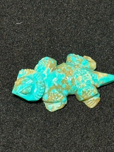 Zuni Bearded Dragon Fetish Carving Albert Livingston Native American Turquoise - Picture 3 of 17