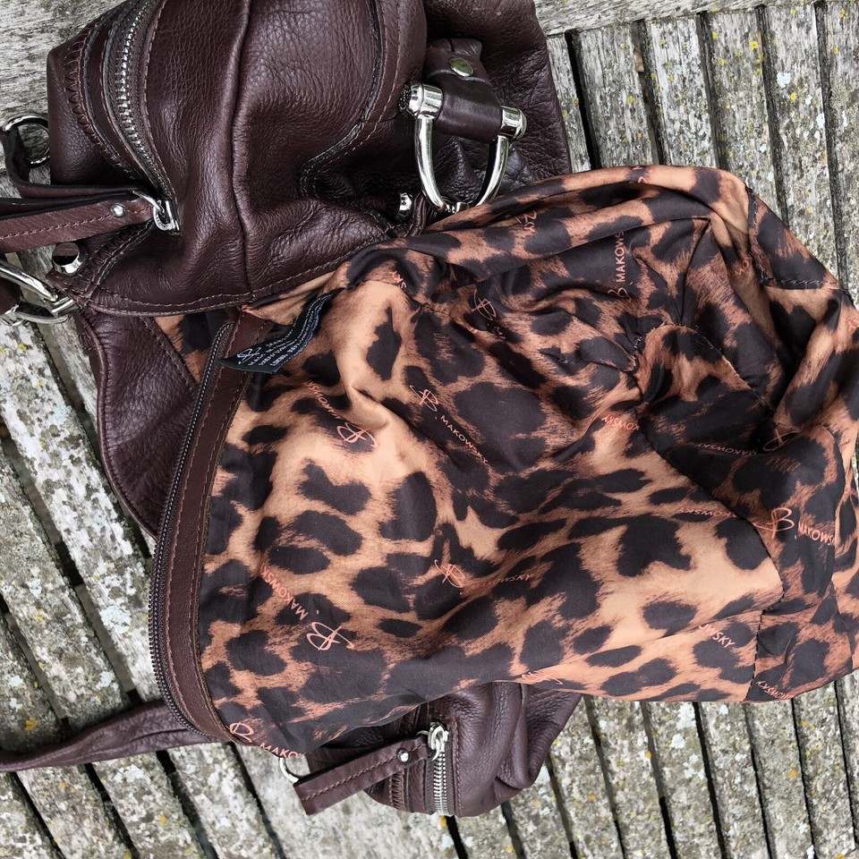 B. Makowsky Brandy/Brown Leather Hobo Satchel Handbag Buttery Soft EUC