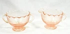 Hazel Atlas - Florentine I - Pink - Ruffled - Cream & Sugar Set
