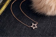 Beautiful Star Rose Gold GP Micro-inlay Cubic Zirconia Pendant Chain Necklace